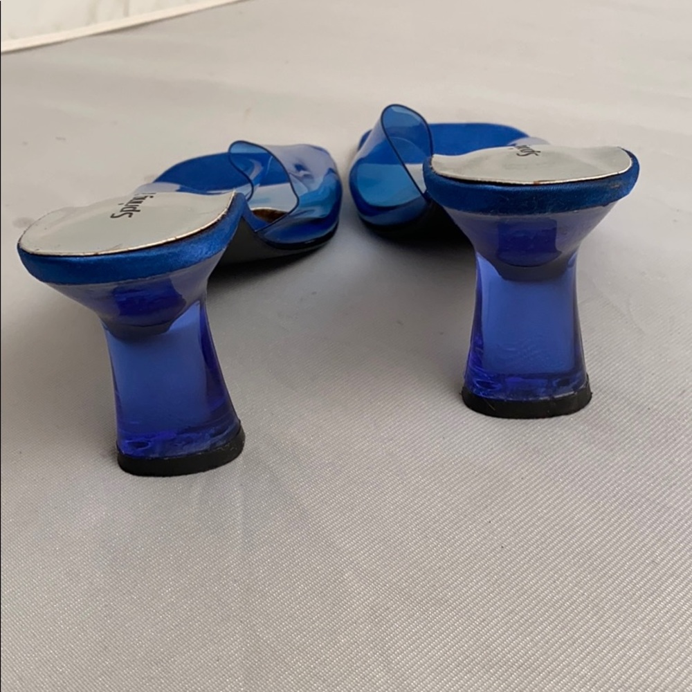 Spring Bright Blue Lucite Block Heels Size 40 - image 3